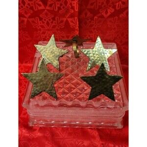 Star Brass Napkin Ring Holders W/some Patina Mid-century Set Of 4 Vintage